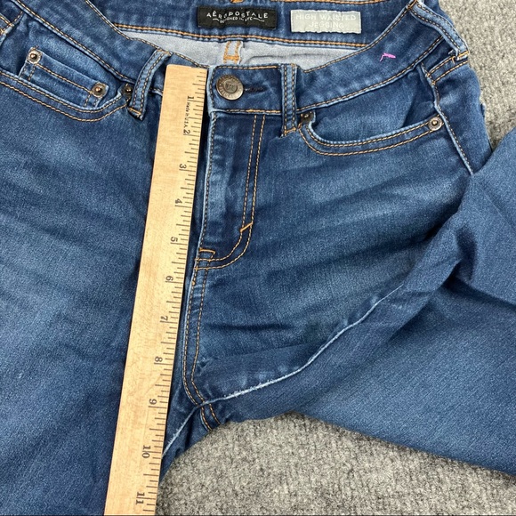 AEROPOSTALE high-waisted jeggings- size 0 dark wash - Picture 3 of 10